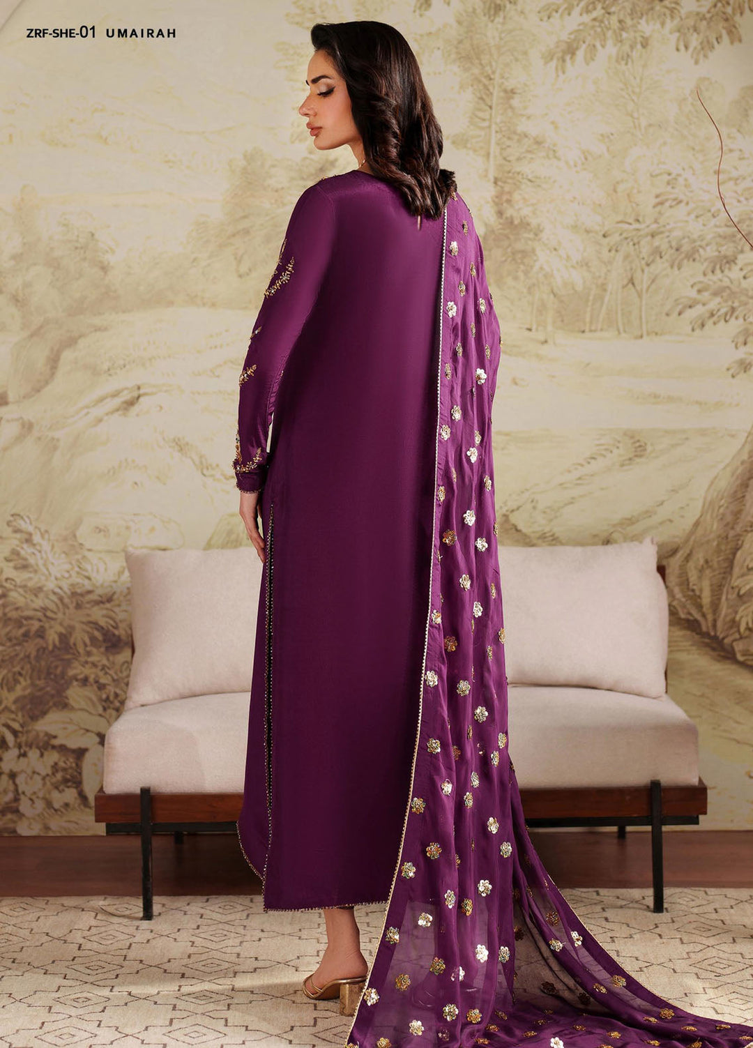 Saheera by Zarif Embroidered Raw Silk Suits Unstitched 3 Piece ZR25UF SHE-01 Umairah - Festive Collection