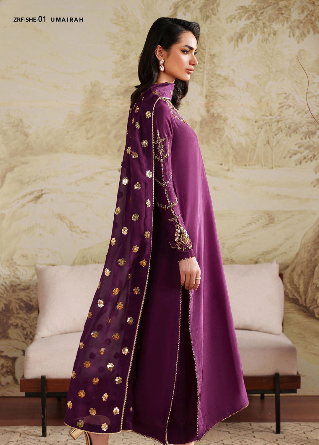 Saheera by Zarif Embroidered Raw Silk Suits Unstitched 3 Piece ZR25UF SHE-01 Umairah - Festive Collection
