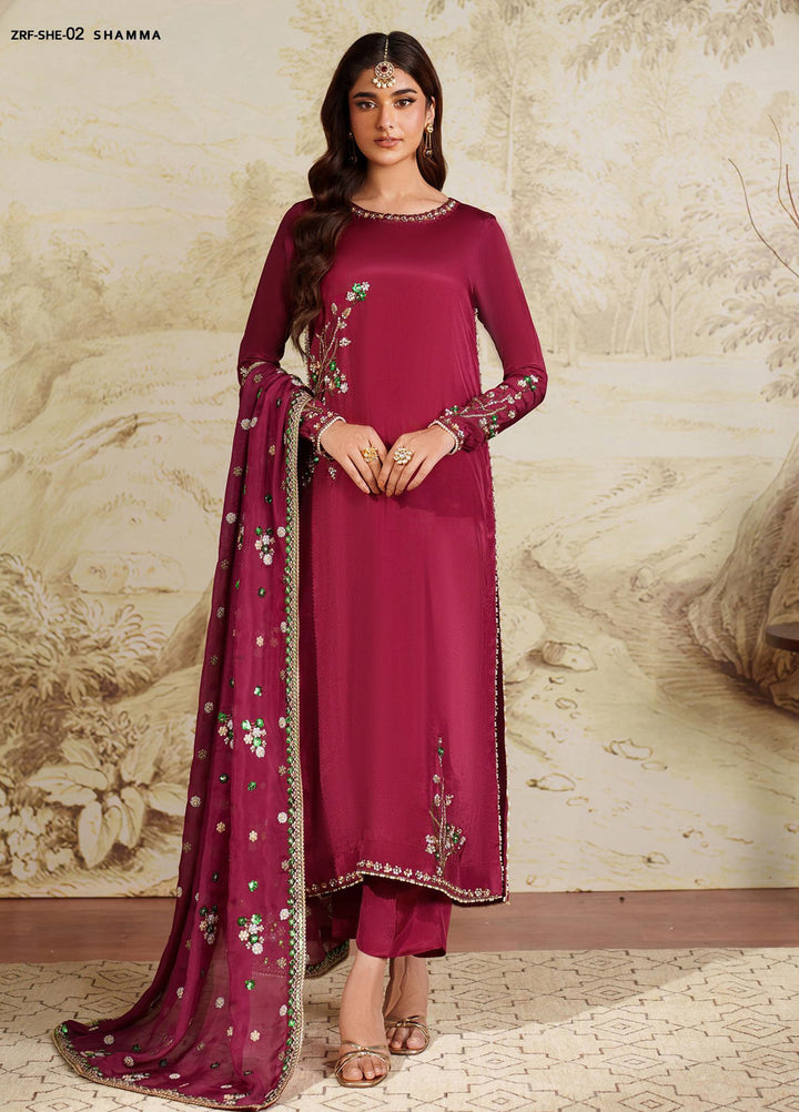 Saheera by Zarif Embroidered Raw Silk Suits Unstitched 3 Piece ZRF25SF SHE-02 Shamma - Festive Collection