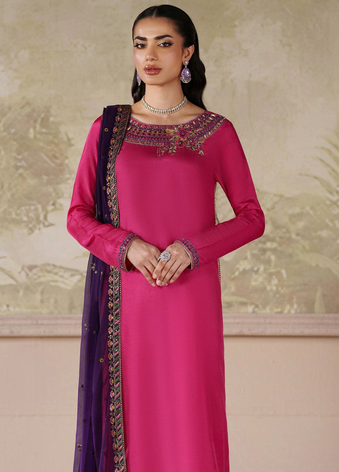 Saheera by Zarif Embroidered Raw Silk Suits Unstitched 3 Piece ZRF25SF SHE-04 Haneera - Festive Collection