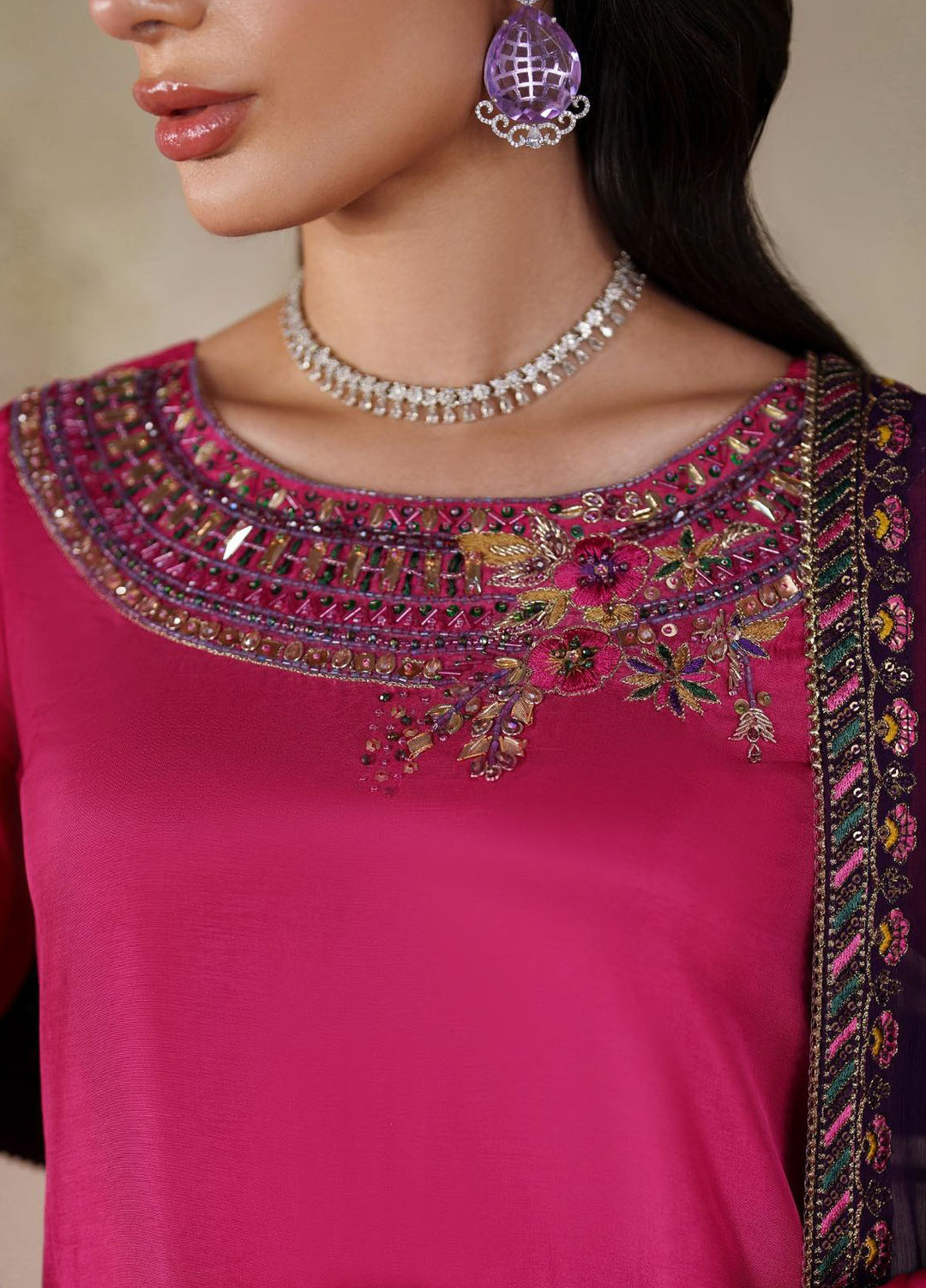 Saheera by Zarif Embroidered Raw Silk Suits Unstitched 3 Piece ZRF25SF SHE-04 Haneera - Festive Collection