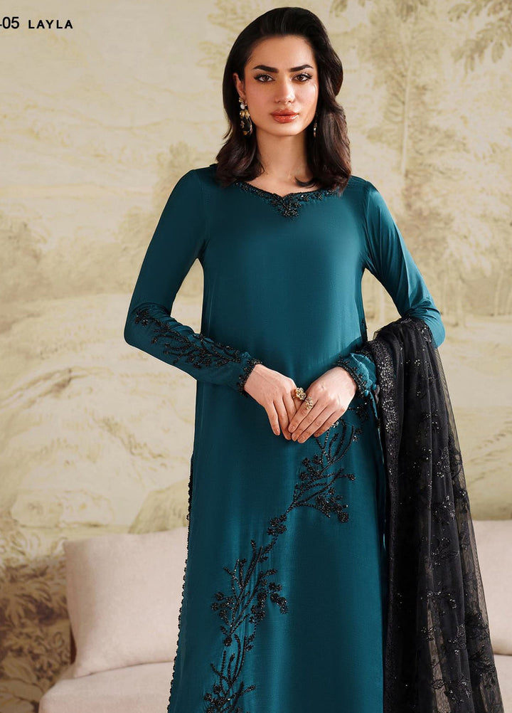 Saheera by Zarif Embroidered Raw Silk Suits Unstitched 3 Piece ZRF25SF SHE-05 Layla - Festive Collection