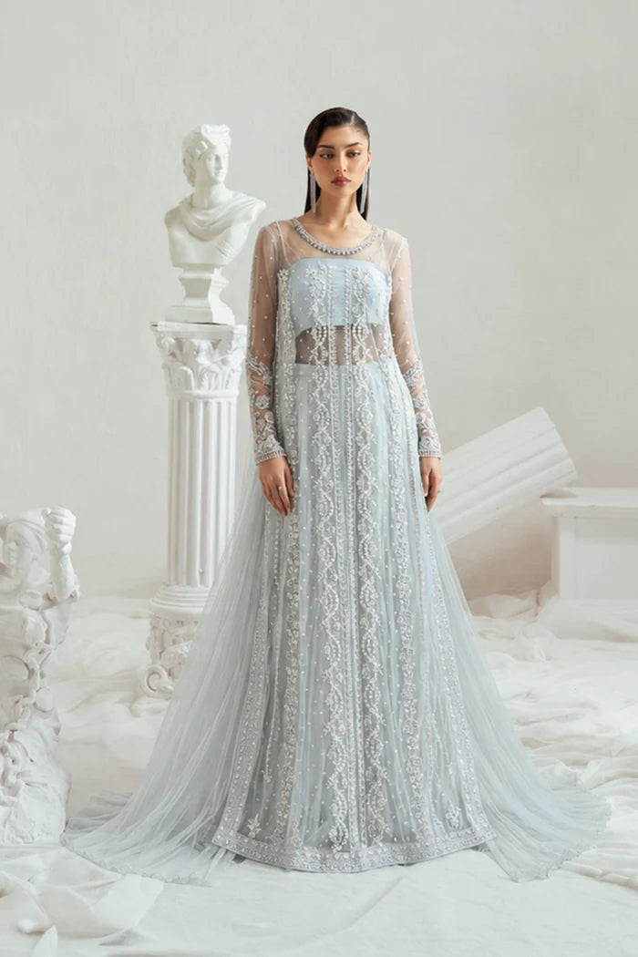 Elyse by Zariya Unstitched Hand work Net 3 Piece Suit ZA26UEW Frostina ZSU-6301 - Wedding Collection