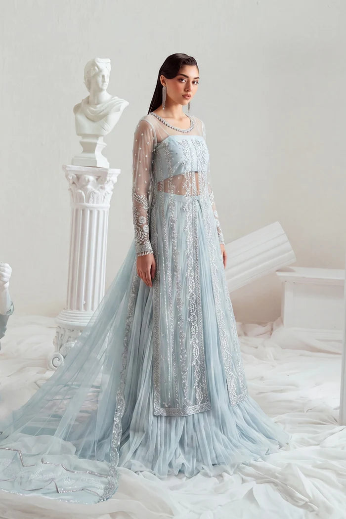 Elyse by Zariya Unstitched Hand work Net 3 Piece Suit ZA26UEW Frostina ZSU-6301 - Wedding Collection