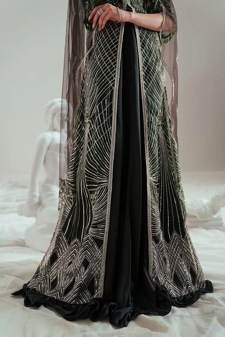 Elyse by Zariya Unstitched Embroidered Net 3 Piece Suit ZA26UEW Emeralda ZSU-6302 - Wedding Collection