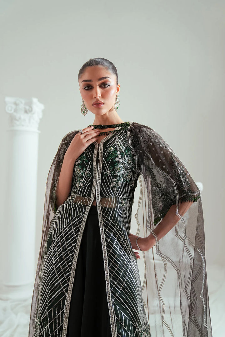Elyse by Zariya Unstitched Embroidered Net 3 Piece Suit ZA26UEW Emeralda ZSU-6302 - Wedding Collection