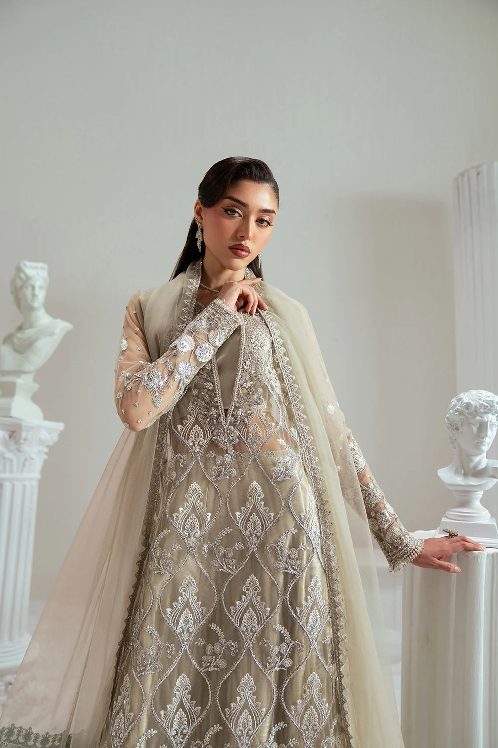 Elyse by Zariya Unstitched Embroidered Net 3 Piece Suit ZA26UEW Sandrine ZSU-6303 - Wedding Collection