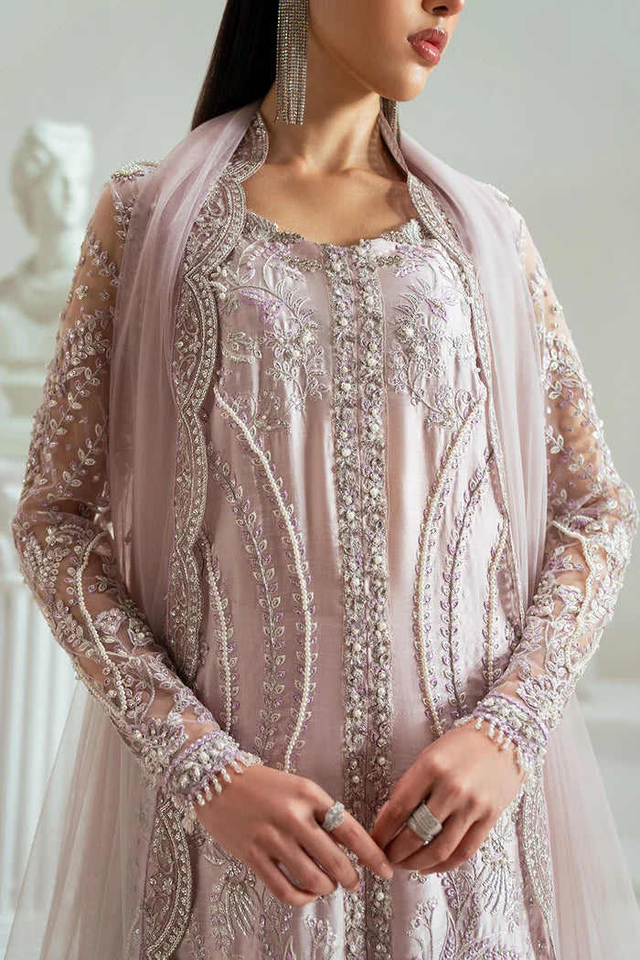 Elyse by Zariya Unstitched Embroidered Net 3 Piece Suit ZA26UEW Mauvette ZSU-6304 - Wedding Collection