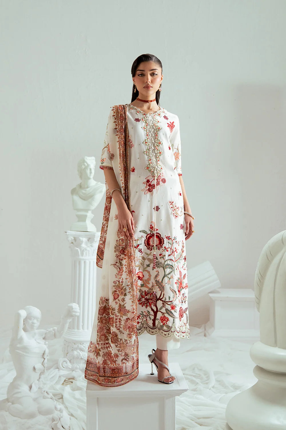 Elyse by Zariya Unstitched Embroidered Organza 3 Piece Suit ZA26UEW Ivorina ZSU-6305 - Wedding Collection