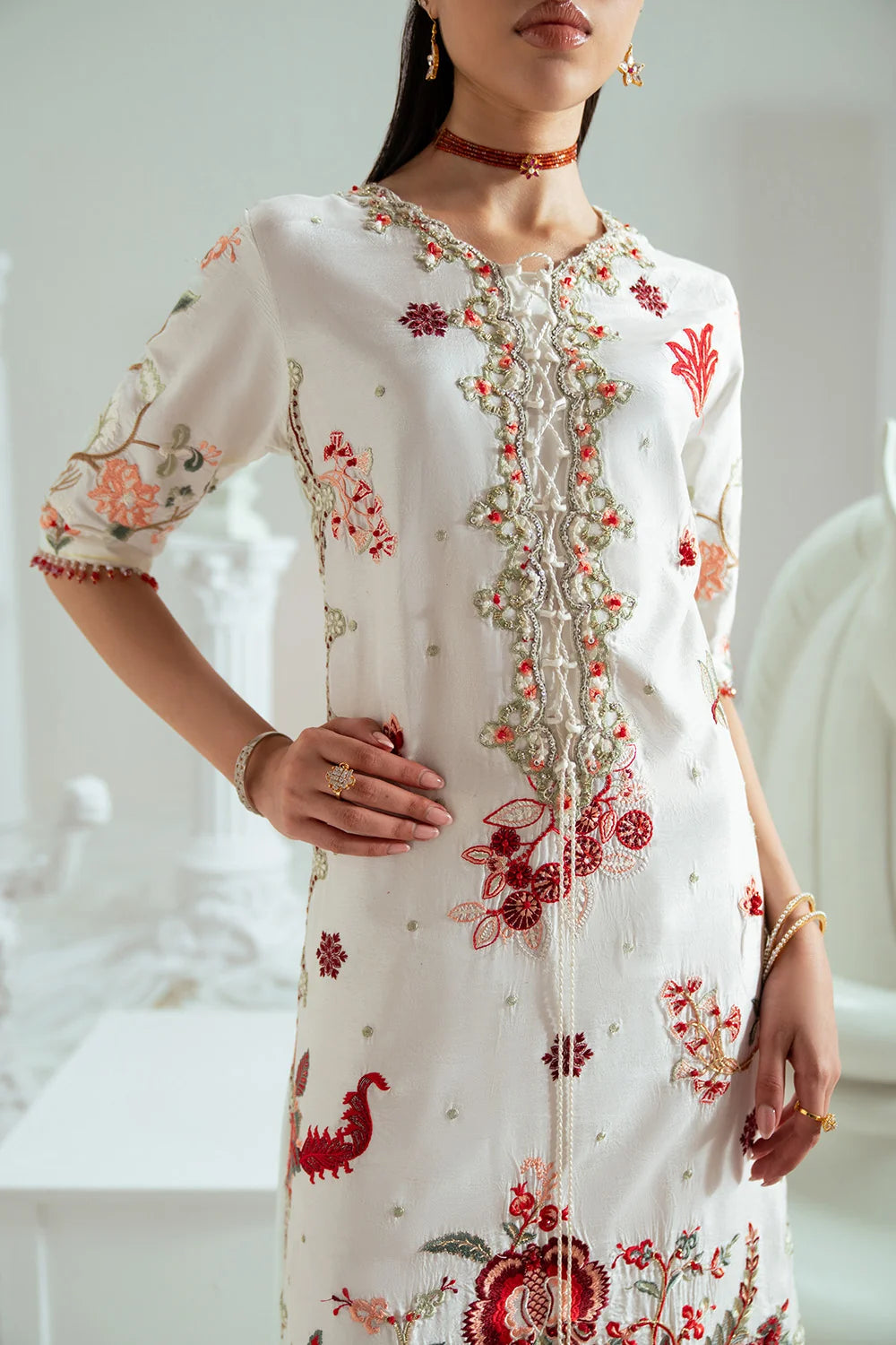 Elyse by Zariya Unstitched Embroidered Organza 3 Piece Suit ZA26UEW Ivorina ZSU-6305 - Wedding Collection