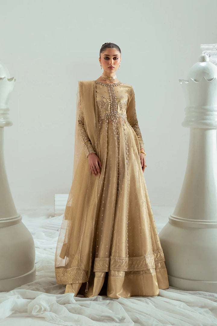 Elyse by Zariya Unstitched Embroidered Net 3 Piece Suit ZA26UEW Aurelia Gold ZSU-6307 - Wedding Collection