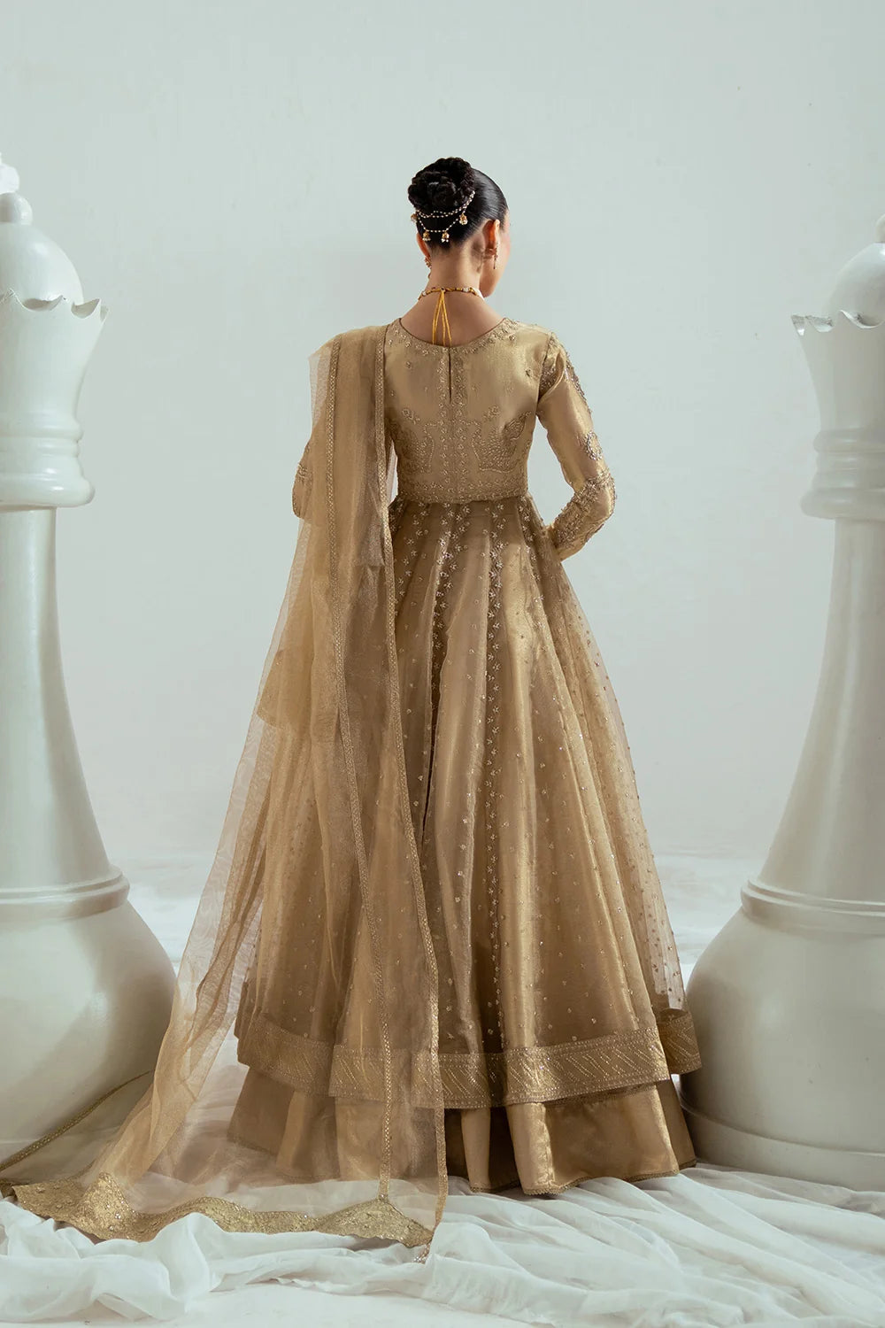 Elyse by Zariya Unstitched Embroidered Net 3 Piece Suit ZA26UEW Aurelia Gold ZSU-6307 - Wedding Collection
