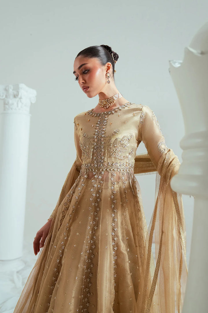 Elyse by Zariya Unstitched Embroidered Net 3 Piece Suit ZA26UEW Aurelia Gold ZSU-6307 - Wedding Collection