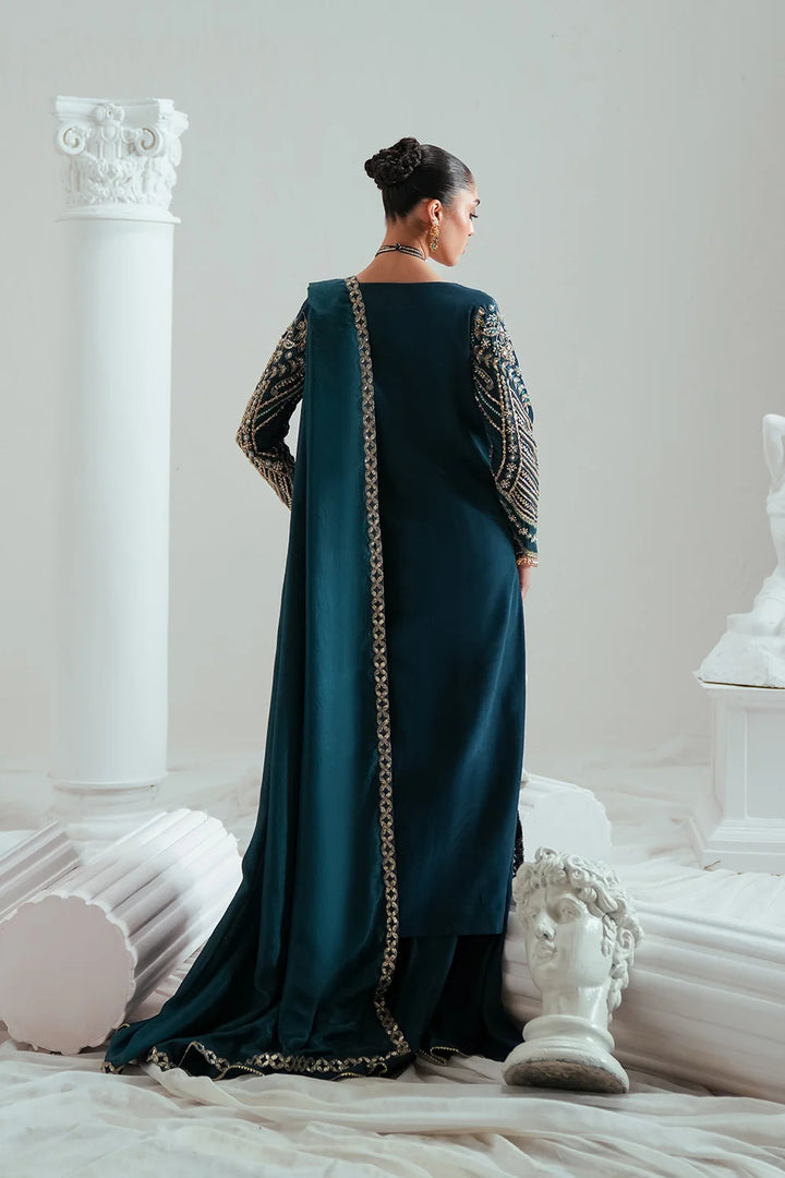 Elyse by Zariya Unstitched Embroidered Silk 3 Piece Suit ZA26UEW Tealara ZSU-6308 - Wedding Collection
