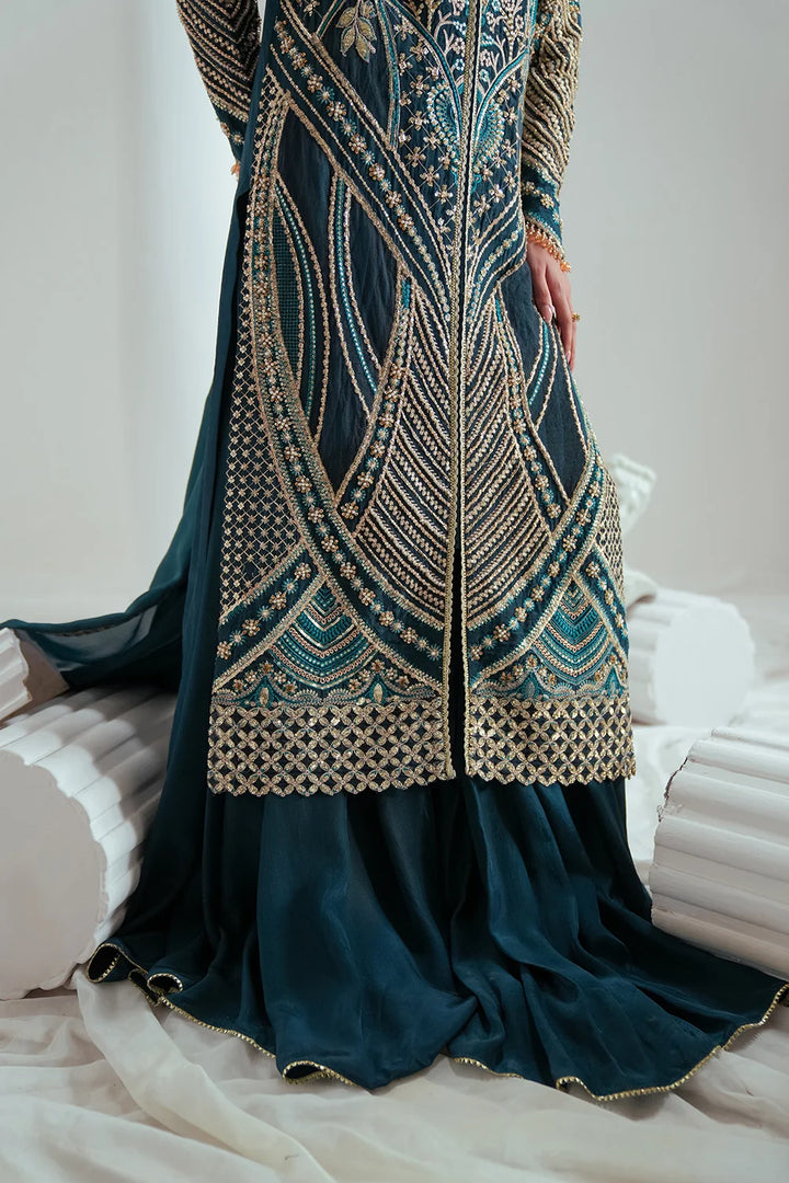 Elyse by Zariya Unstitched Embroidered Silk 3 Piece Suit ZA26UEW Tealara ZSU-6308 - Wedding Collection