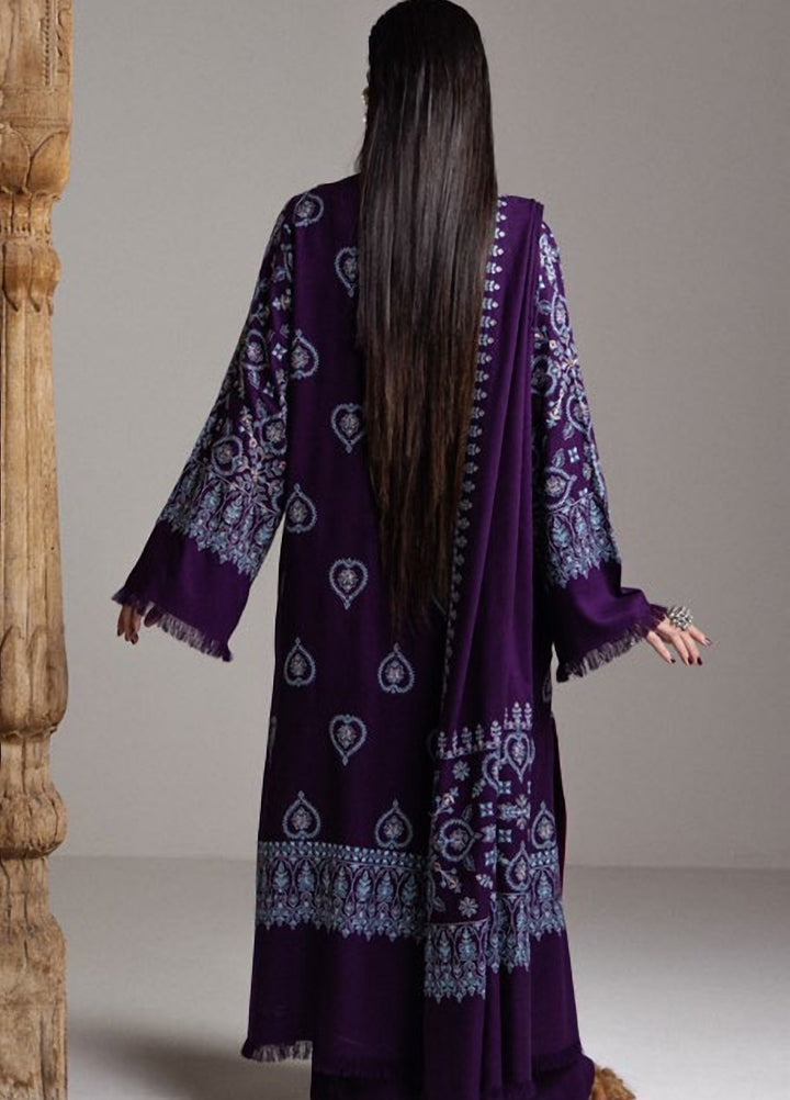 Saraab by Zara Shahjahan Unstitched Embroidered Marina 3 Piece Suit ZS26USW Banafsha - Winter Collection
