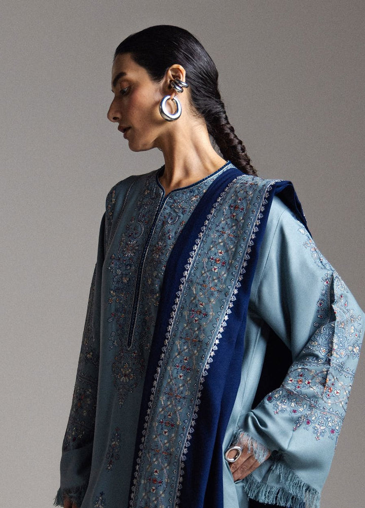 Saraab by Zara Shahjahan Unstitched Embroidered Marina 3 Piece Suit ZS26USW Firoza - Winter Collection
