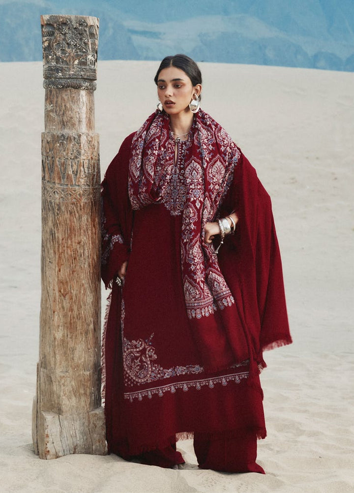 Saraab by Zara Shahjahan Unstitched Embroidered Marina 3 Piece Suit ZS26USW Qirmiz - Winter Collection