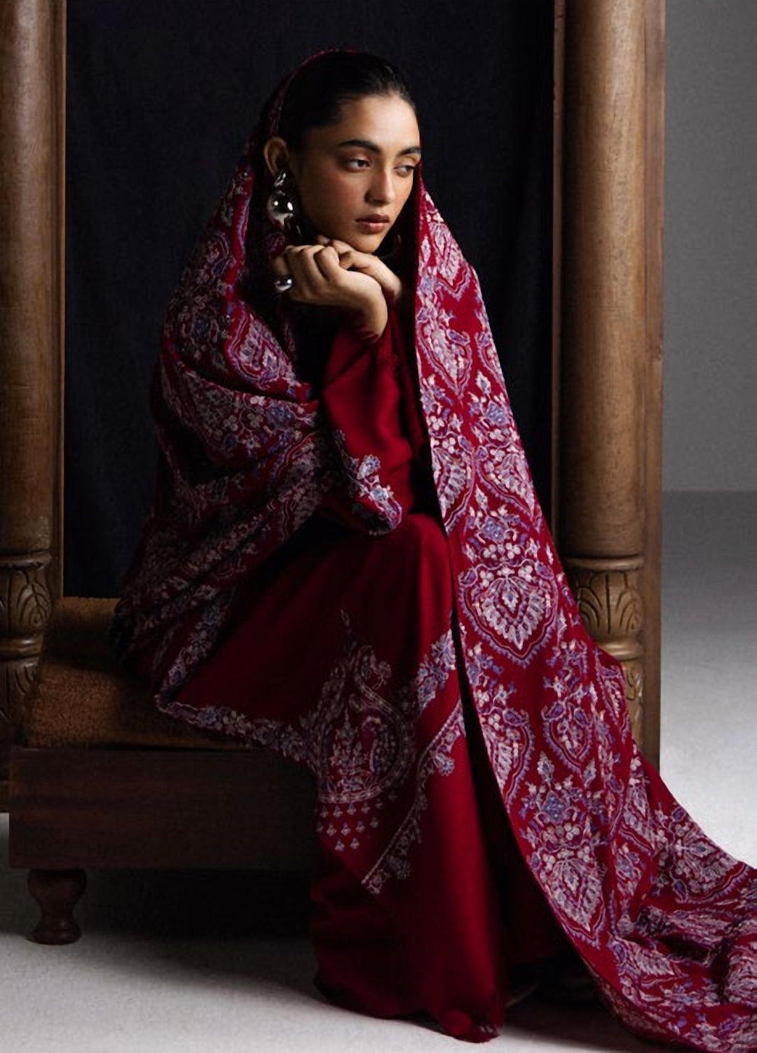 Saraab by Zara Shahjahan Unstitched Embroidered Marina 3 Piece Suit ZS26USW Qirmiz - Winter Collection