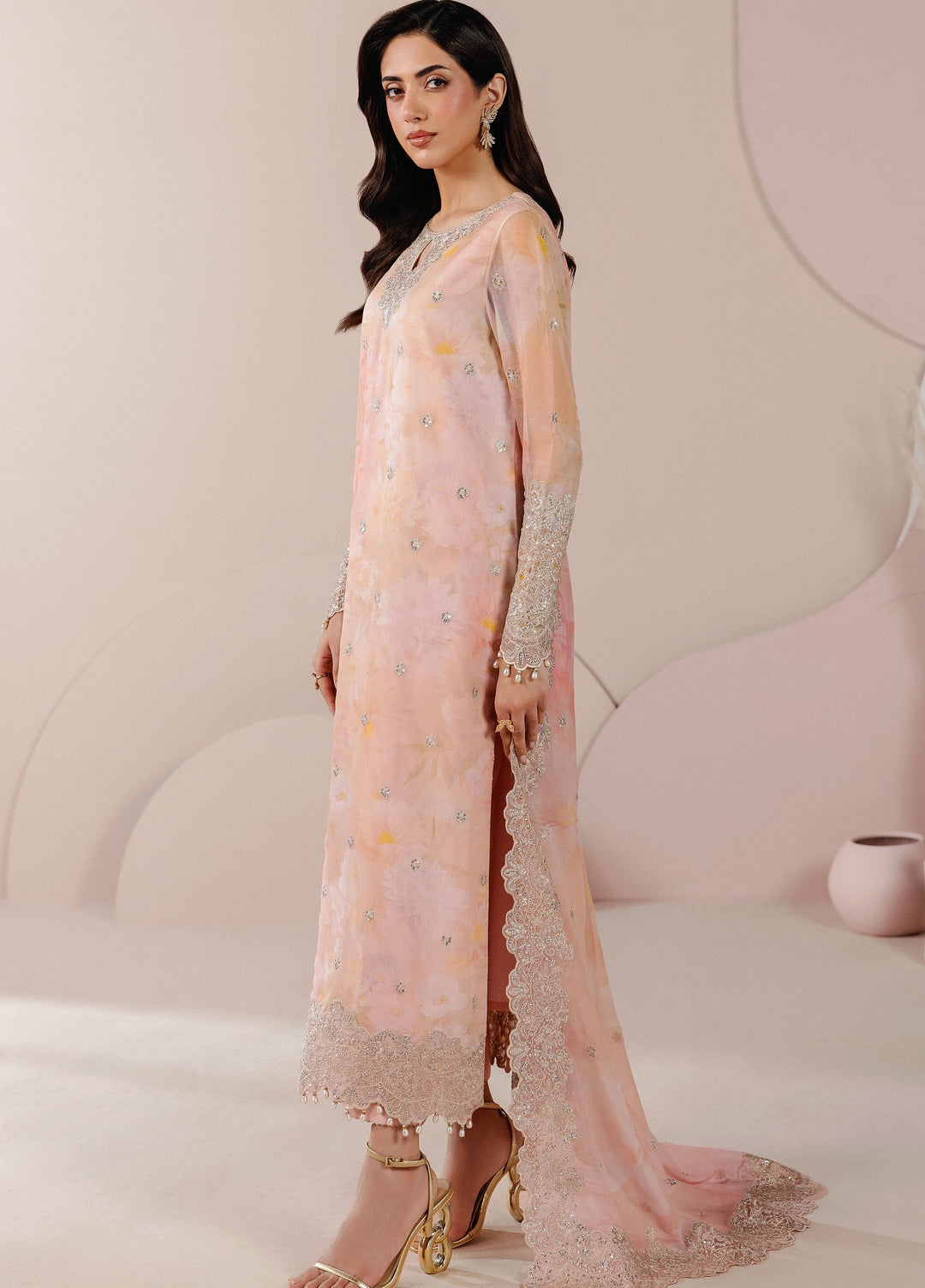 Roselle by Zarif Unstitched Embroidered Chiffon 3 Piece Suit ZR26UR ZRRPE-FLORE 02 - Festive Collection