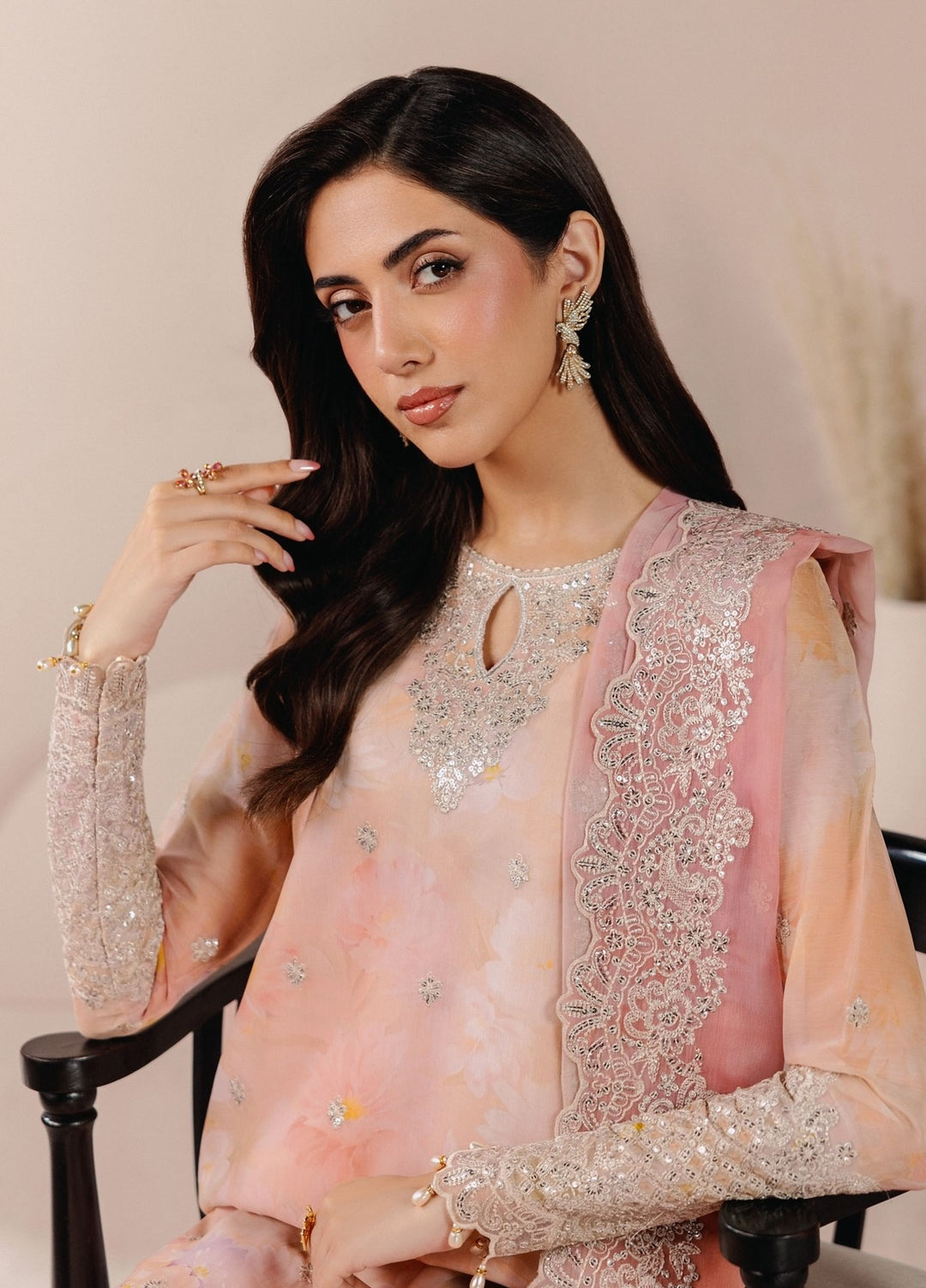 Roselle by Zarif Unstitched Embroidered Chiffon 3 Piece Suit ZR26UR ZRRPE-FLORE 02 - Festive Collection