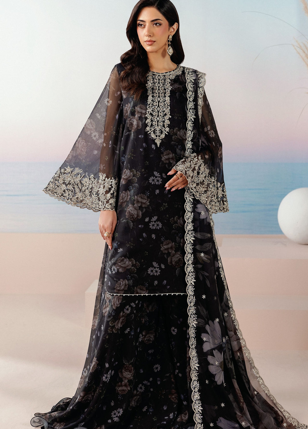 Roselle by Zarif Unstitched Embroidered Chiffon 3 Piece Suit ZR26UR  ZRRPE-VELOURA 05 - Festive Collection