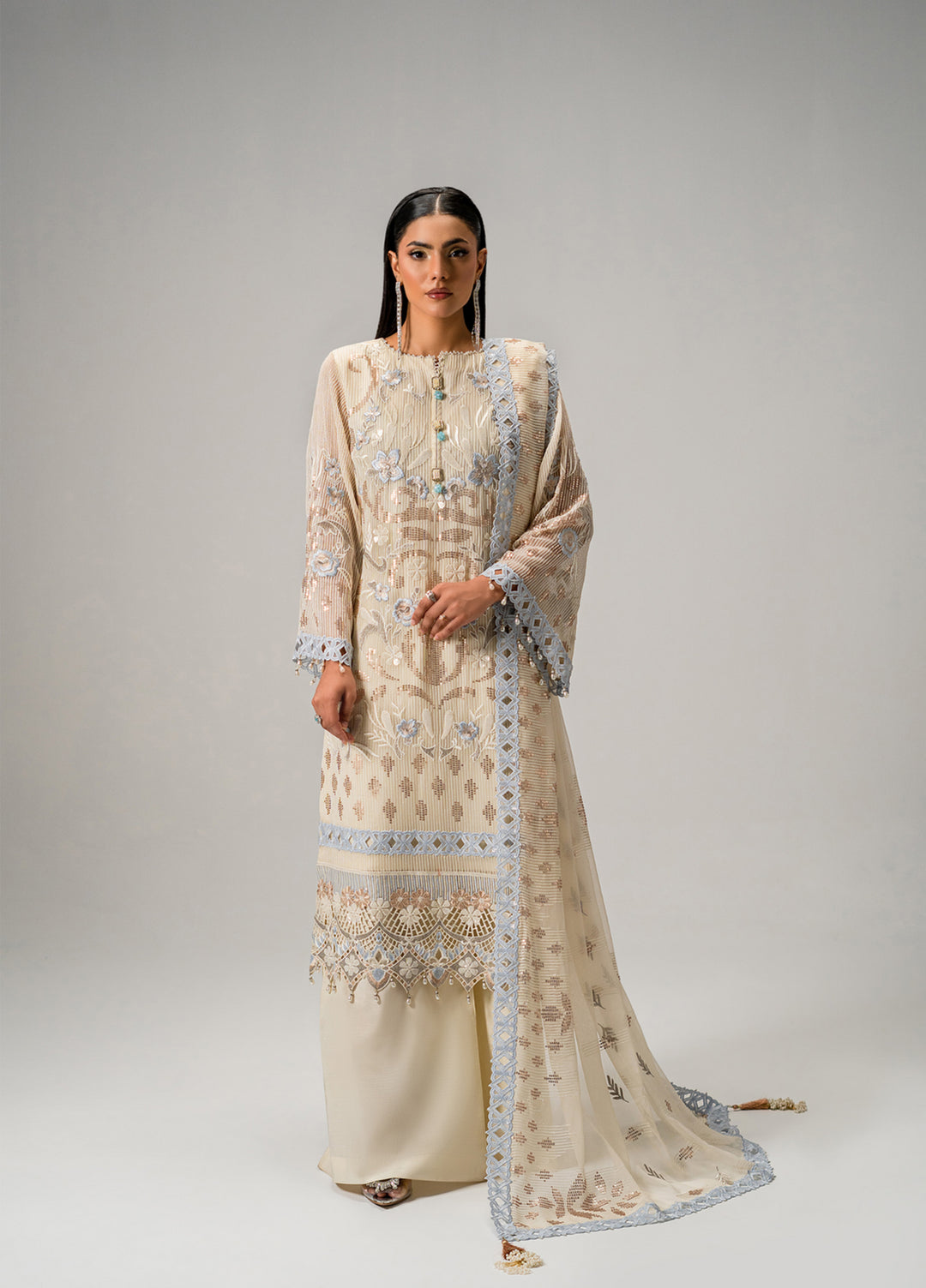 Zebtan Women Unstitched Embroidered Chiffon 3 Piece Suit AR-01 Festive Collection
