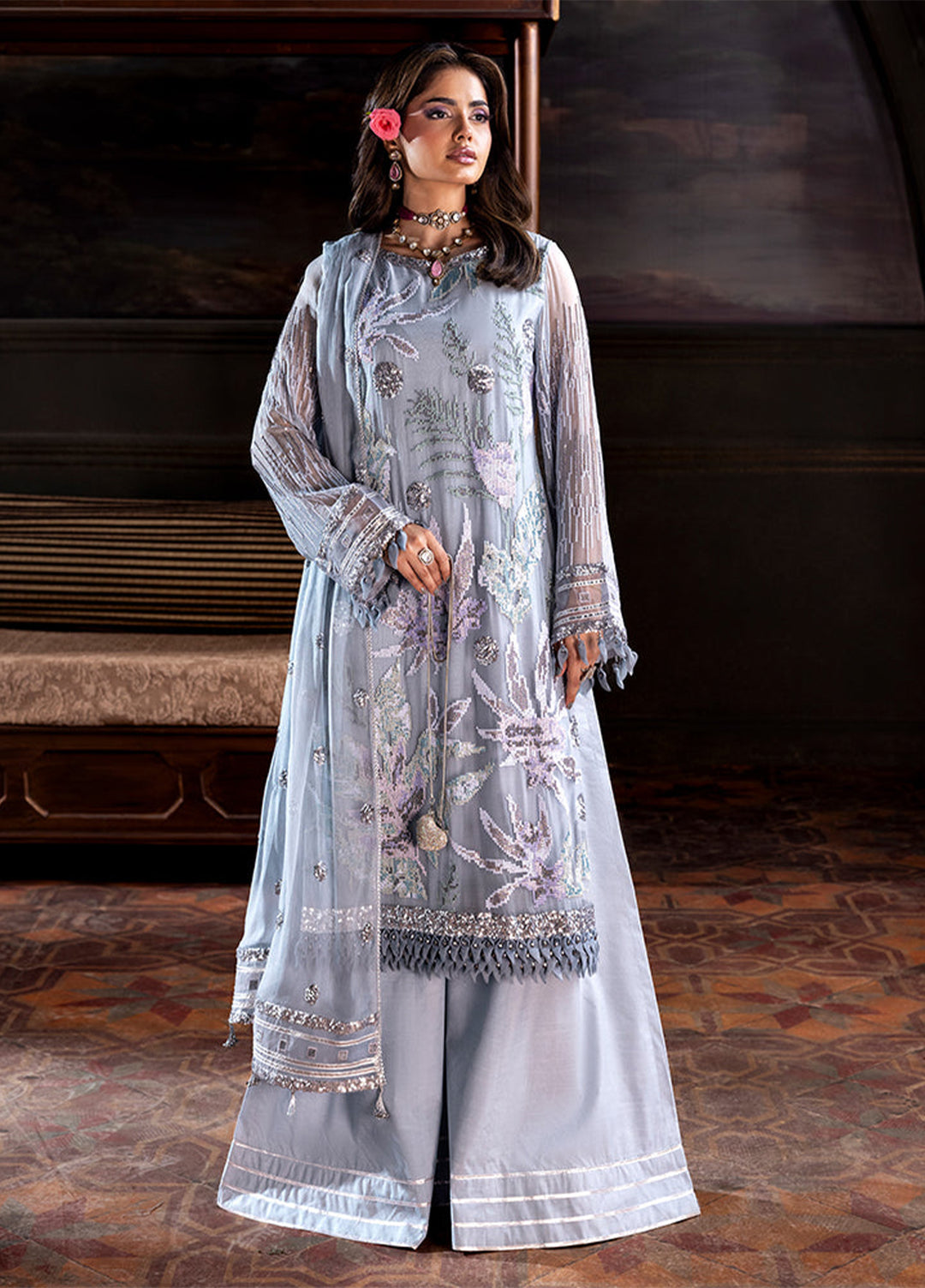 Zebtan Women Unstitched Embroidered Chiffon 3 Piece Suit AR-01 V2 Festive Collection