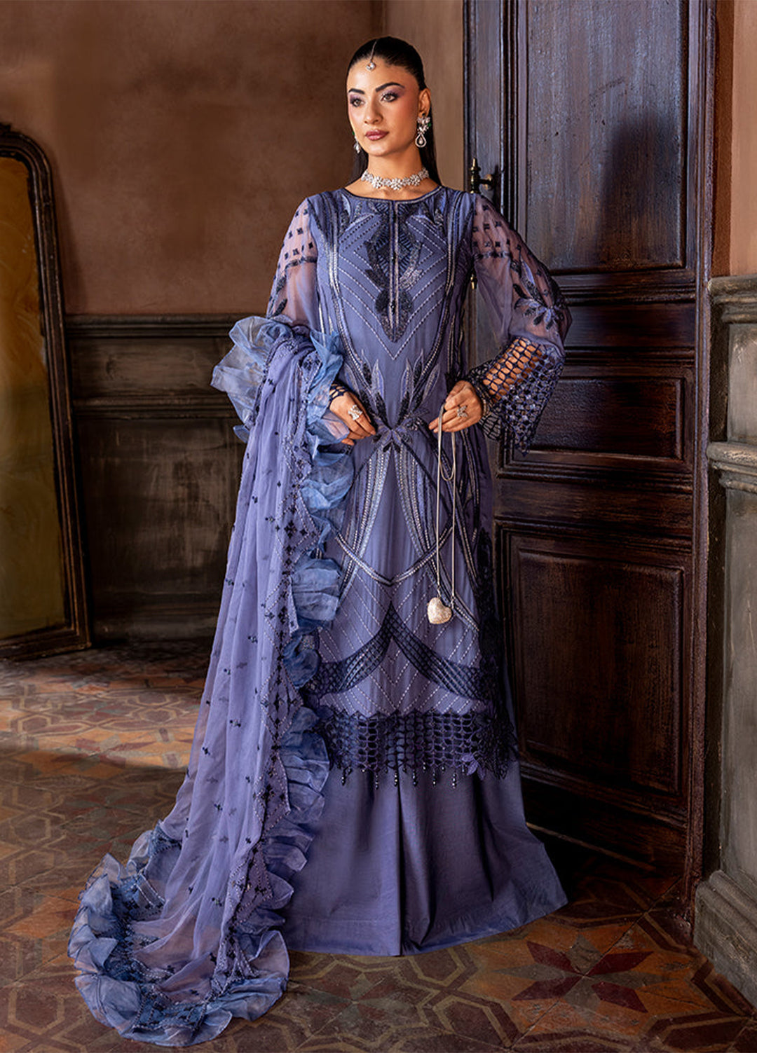 Zebtan Women Unstitched Embroidered Chiffon 3 Piece Suit AR-06 V2 Festive Collection