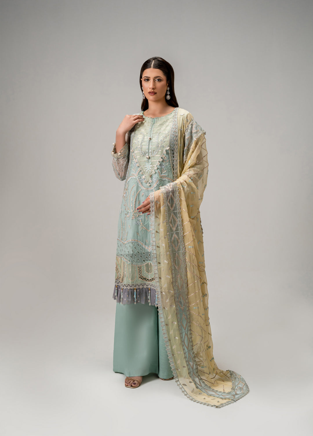 Zebtan Women Unstitched Embroidered Chiffon 3 Piece Suit AR-08 Festive Collection