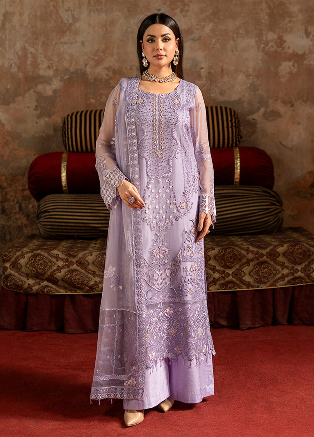 Zebtan Women Unstitched Embroidered Chiffon 3 Piece Suit ZQ-01 Festive Collection
