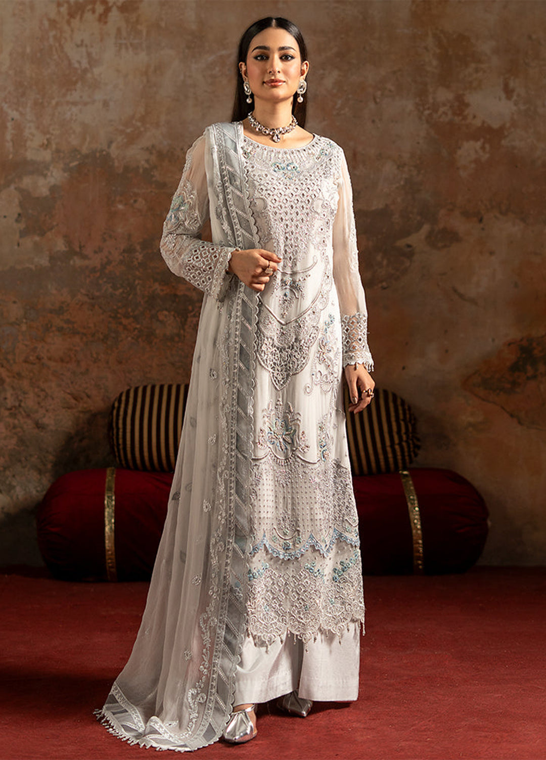 Zebtan Women Unstitched Embroidered Chiffon 3 Piece Suit ZQ-04 Festive Collection