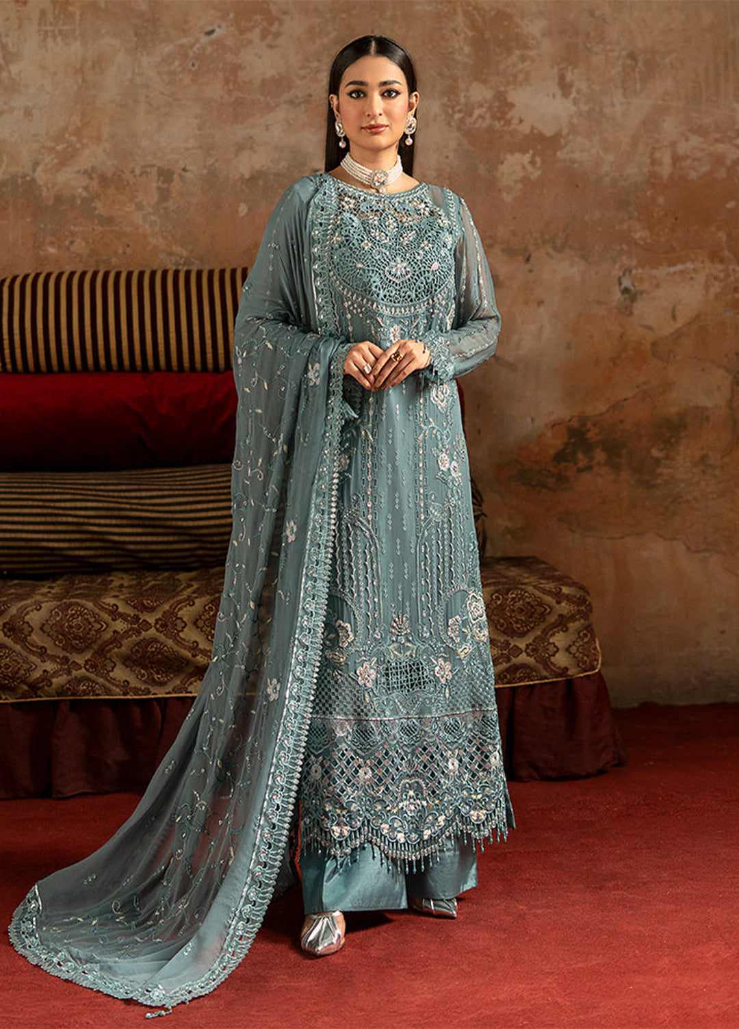Zebtan Women Unstitched Embroidered Chiffon 3 Piece Suit ZQ-07 Festive Collection