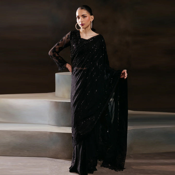 Zebtan Women Unstitched Embroidered Chiffon Saree Suit ZN-09 Festive Collection