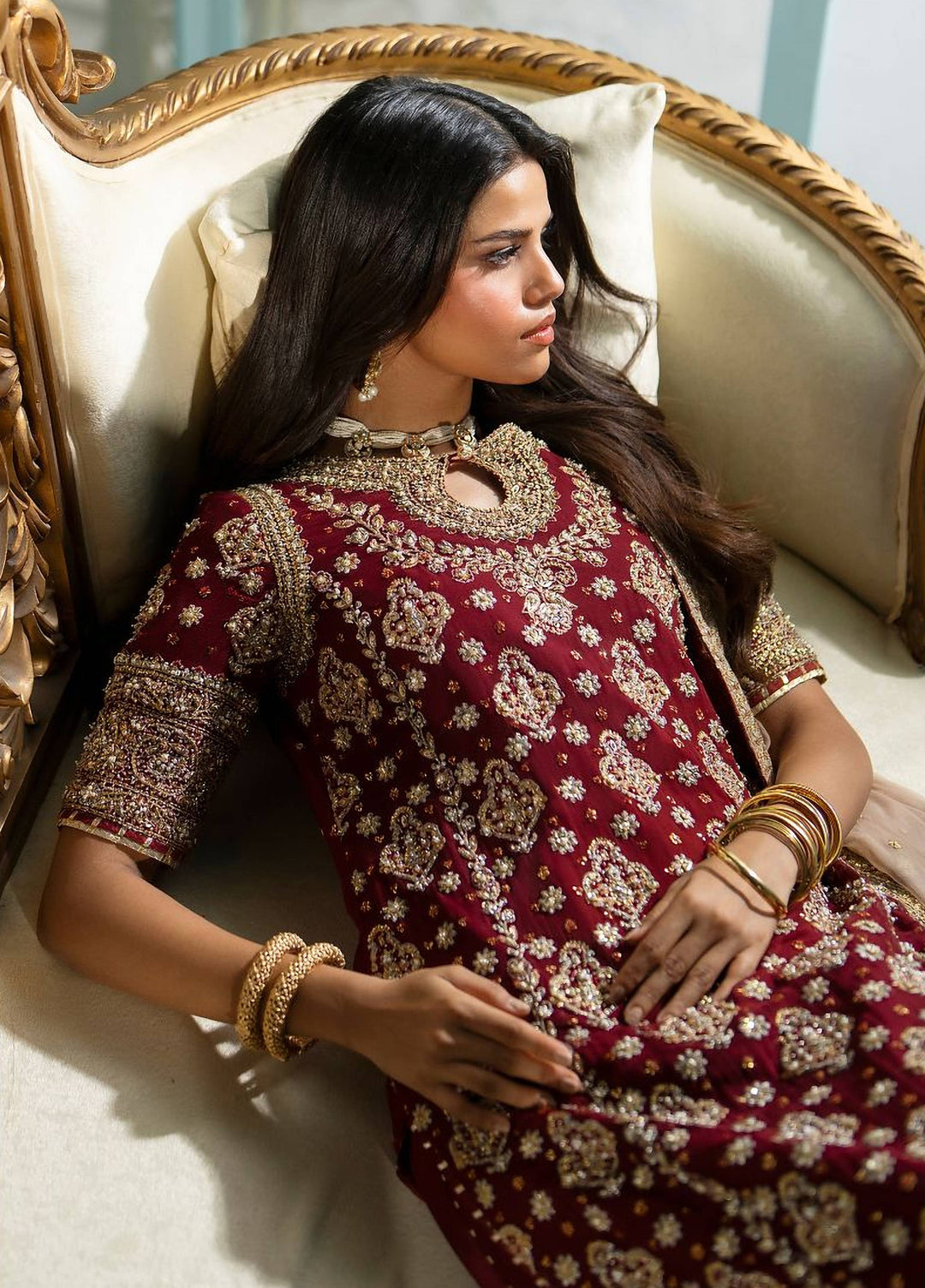 Afsana by Zevk Unstitched Embroidered Chiffon 3 Piece Suit ZV26UAW Anabi - Wedding Collection