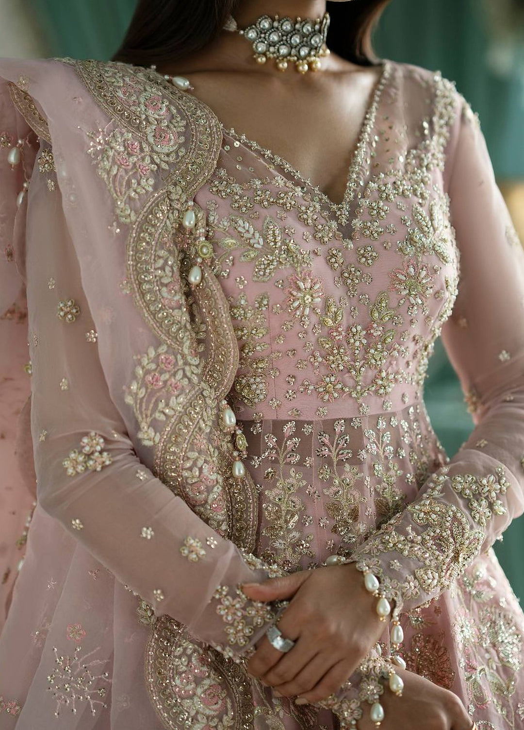 Afsana by Zevk Unstitched Embroidered Organza 3 Piece Suit ZV26UAW Anarkali - Wedding Collection