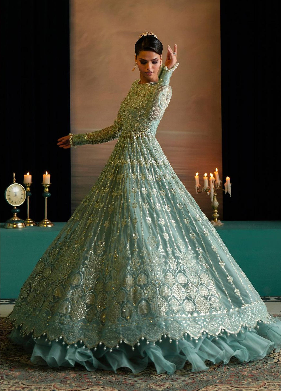 Afsana by Zevk Unstitched Embroidered Net 3 Piece Suit ZV26UAW Jahanara - Wedding Collection
