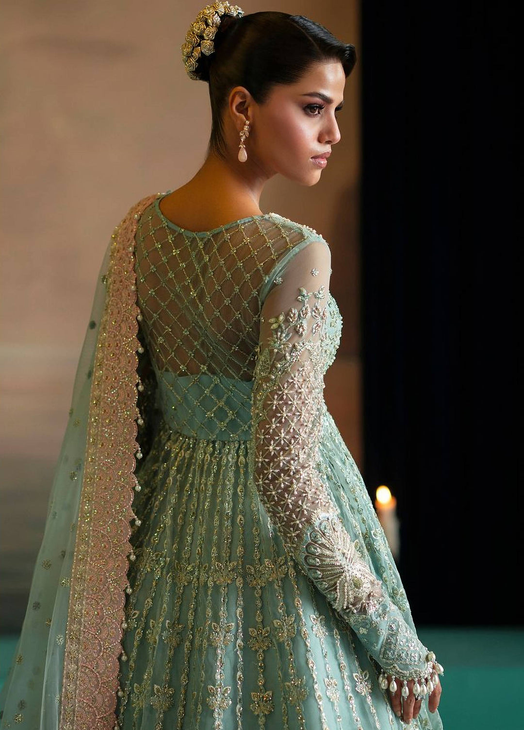 Afsana by Zevk Unstitched Embroidered Net 3 Piece Suit ZV26UAW Jahanara - Wedding Collection