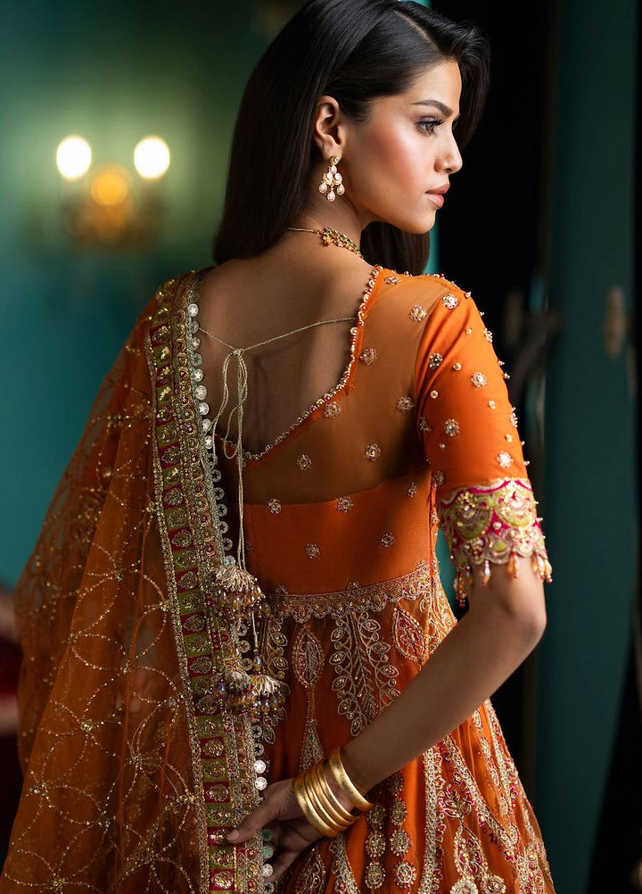 Afsana by Zevk Unstitched Embroidered Net 3 Piece Suit ZV26UAW Naranji - Wedding Collection