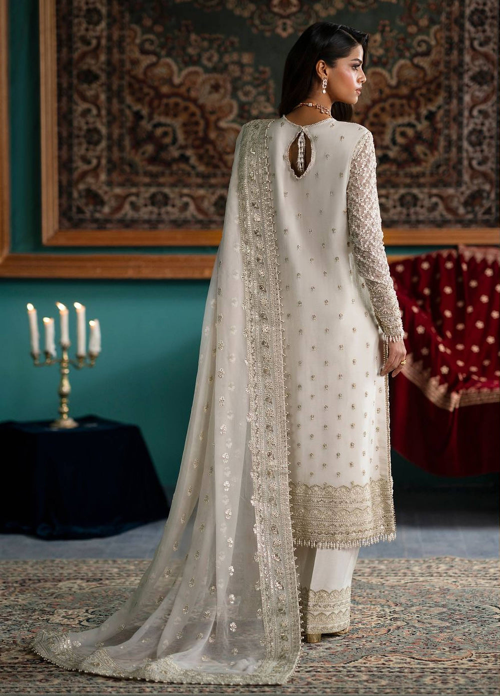 Afsana by Zevk Unstitched Embroidered Chiffon 3 Piece Suit ZV26UAW Pakeezah - Wedding Collection