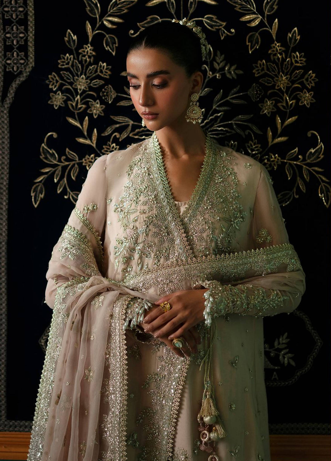 Afsana by Zevk Unstitched Embroidered Chiffon 3 Piece Suit ZV26UAW Resham - Wedding Collection