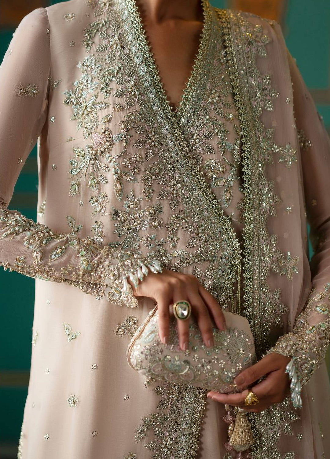 Afsana by Zevk Unstitched Embroidered Chiffon 3 Piece Suit ZV26UAW Resham - Wedding Collection