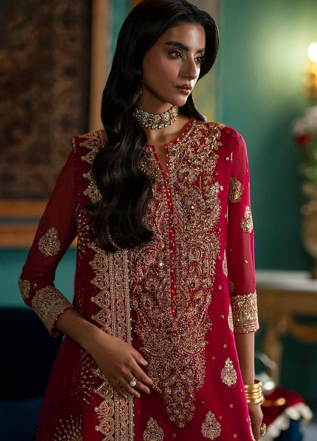 Afsana by Zevk Unstitched Embroidered Chiffon 3 Piece Suit ZV26UAW Rubai - Wedding Collection