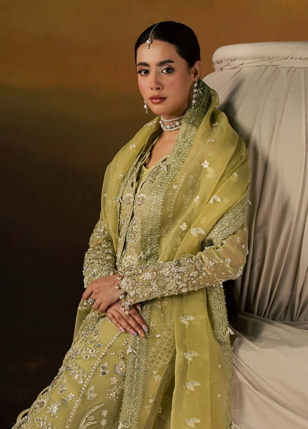 Zeynor by Aylin Unstitched Hand work Organza 3 Piece Suit AY26UZO Selenite - Wedding Collection