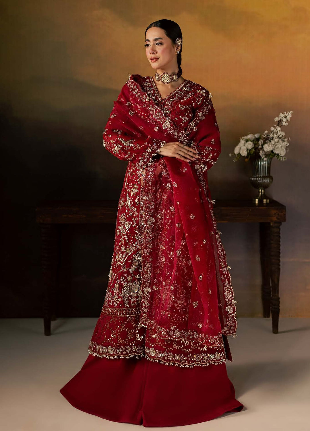Zeynor by Aylin Unstitched Hand work Organza 3 Piece Suit AY26UZO Firestone - Wedding Collection