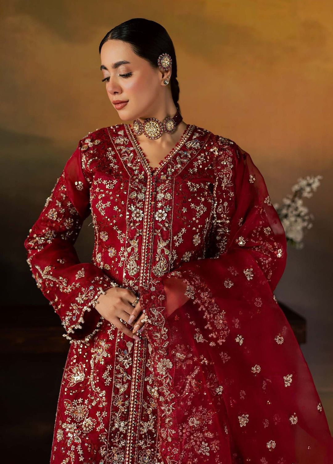 Zeynor by Aylin Unstitched Hand work Organza 3 Piece Suit AY26UZO Firestone - Wedding Collection