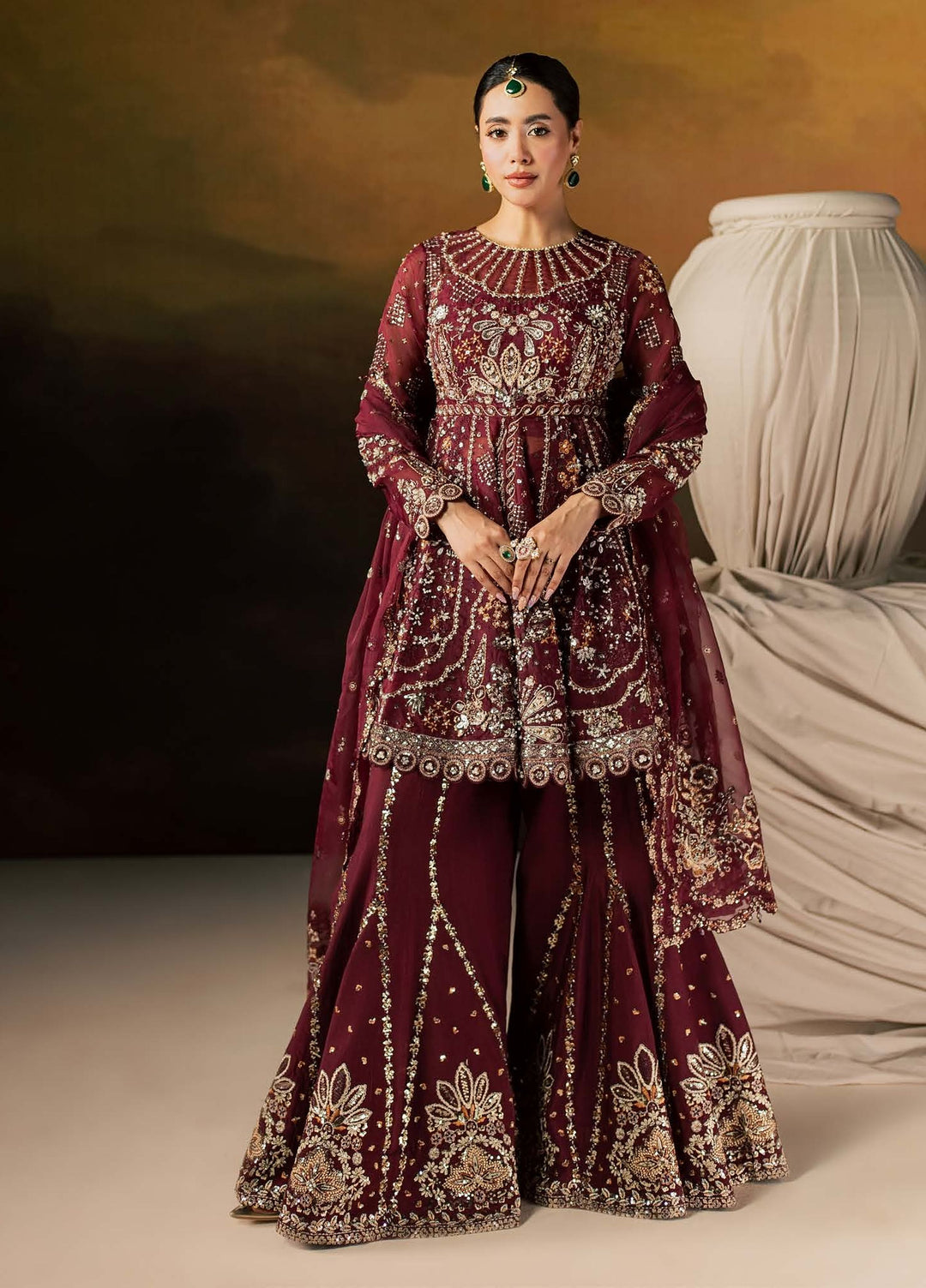 Zeynor by Aylin Unstitched Hand work Organza 3 Piece Suit AY26UZO Spinel - Wedding Collection