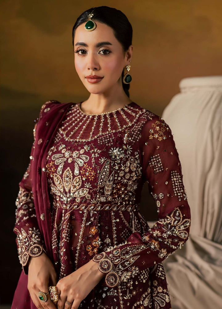 Zeynor by Aylin Unstitched Hand work Organza 3 Piece Suit AY26UZO Spinel - Wedding Collection