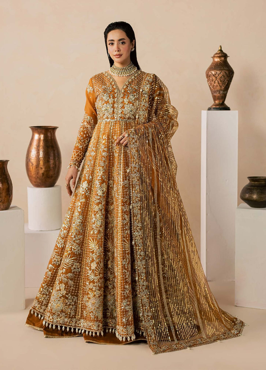 Zeynor by Aylin Unstitched Hand work Organza 3 Piece Suit AY26UZO Citrine - Wedding Collection