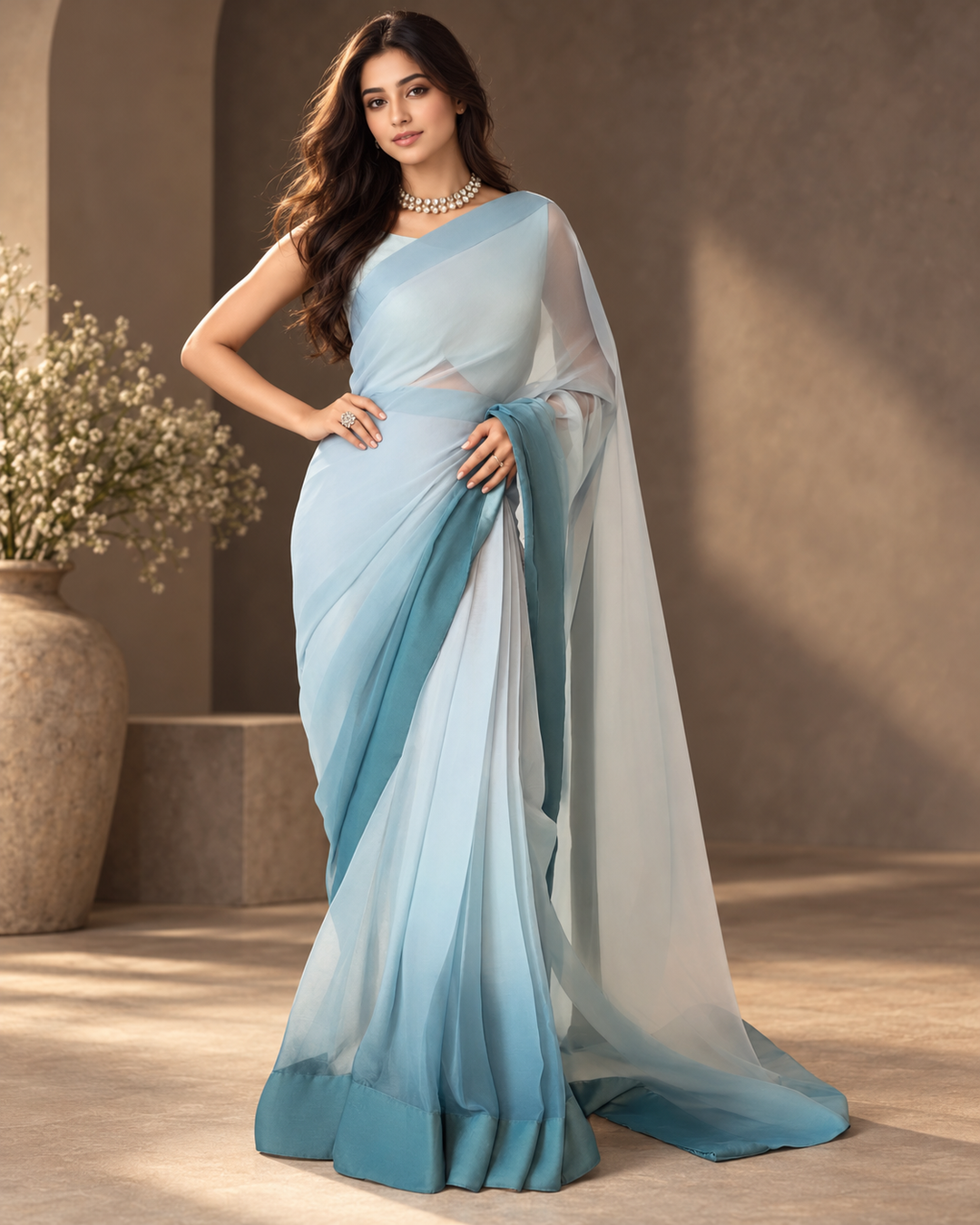 Imran Aftab RTW Printed Chiffon Saree IASC-UF-10 - Festive Collection